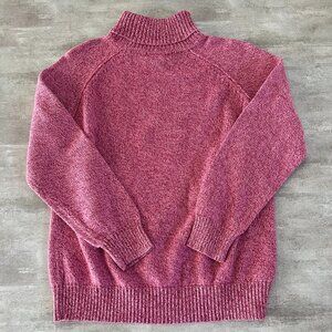 Karen Scott 100% Cotton Red Heathered Turtleneck sweater Womens Small